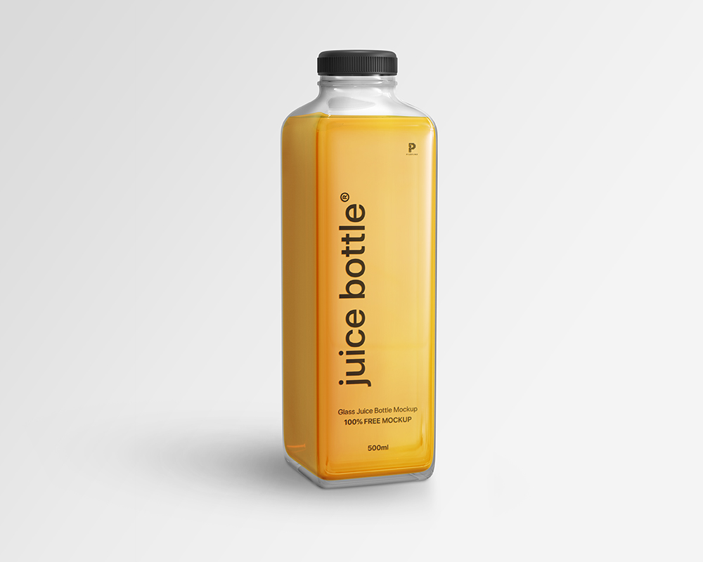 Free Glass Juice Bottle Mockup - Free Package Mockups