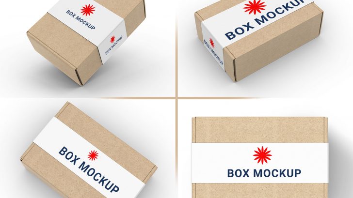 Free Box with Label Tags Mockup - Package Mockups