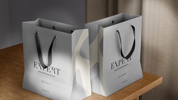 Free Thick Matte Finish Rich Quality Paper Shopping Bag Mockup