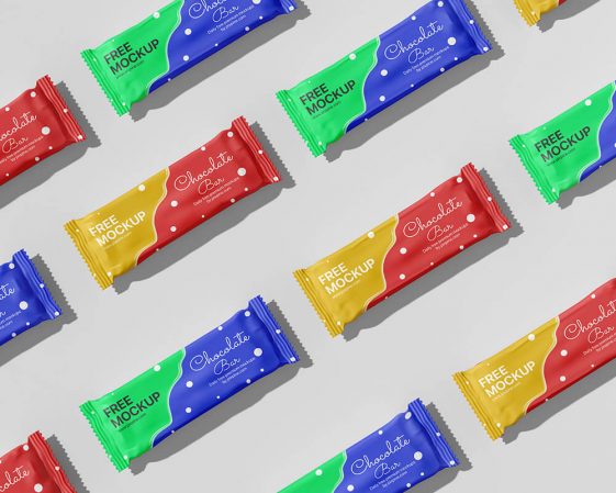 Free Isometric Chocolate Bar Wrapper Cover Packaging Mockup