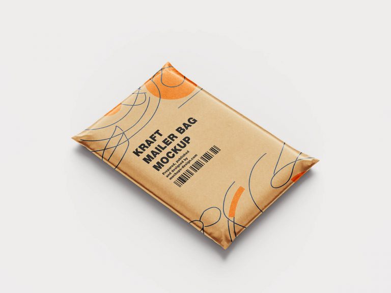 4 Kraft Paper Mailing Bag Mockups set - Free Package Mockups