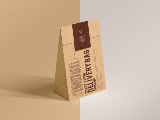 Craft Paper Food Packaging and Delivery Bag Mockup free - Free Package ...