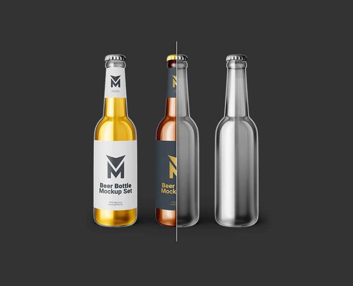 Free Malt Vinegar Bottle Mockups set Free Package Mockups