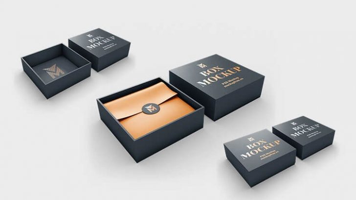 Free Gift Box with Greeting Card Mockup Packaging - Package Mockups