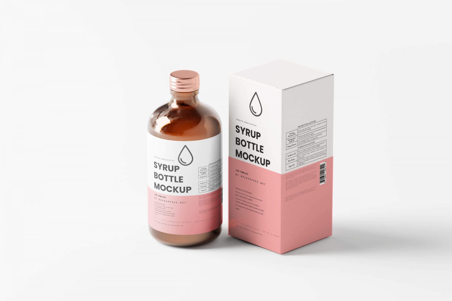 Free Syrup Bottle And Packaging Box Mockups Set Free Package Mockups