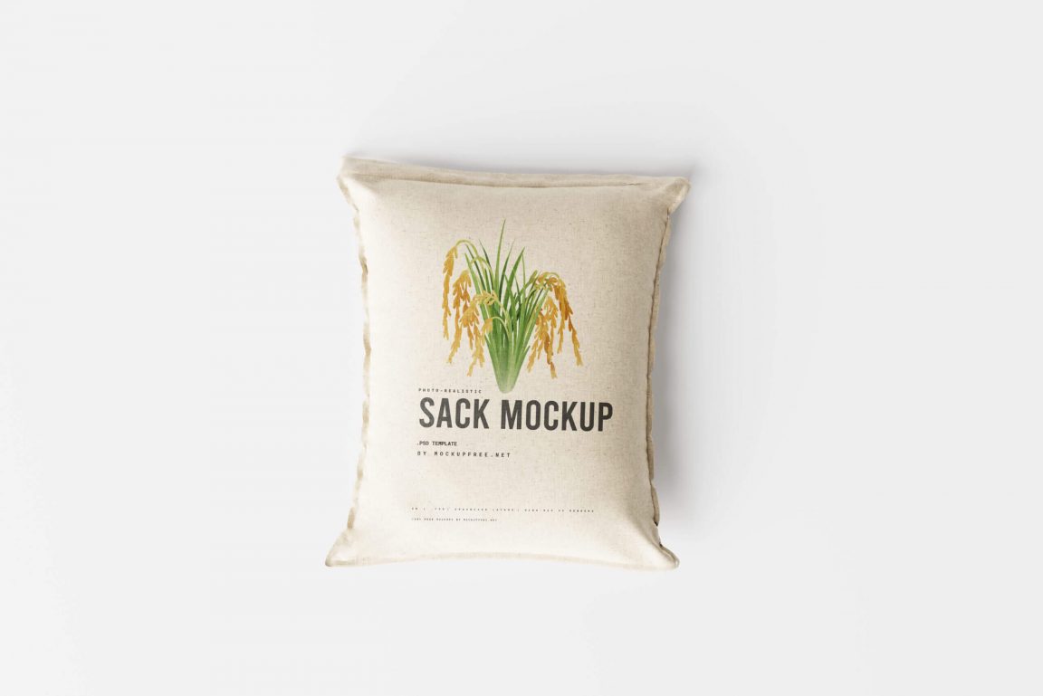 7 Free Rice / Wheat Gunny Sack Mockups - Free Package Mockups