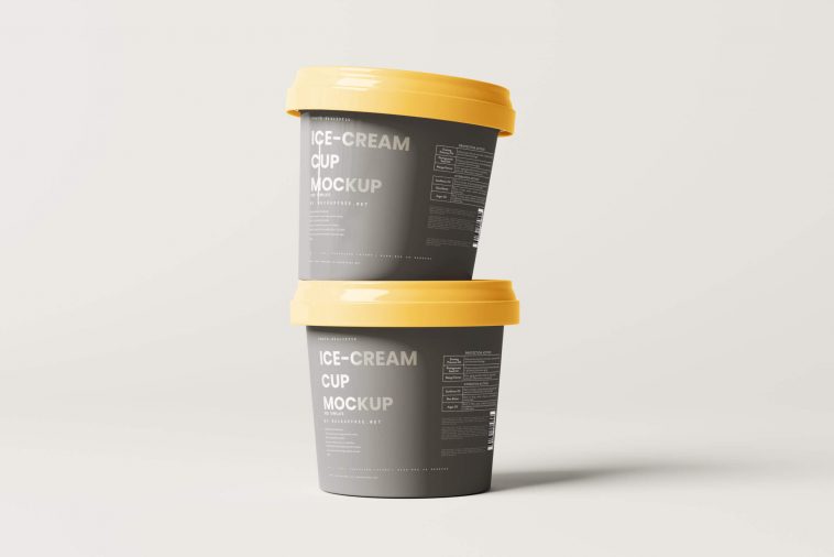 8 Free Glossy Ice Cream Tub Mockups set - Package Mockups