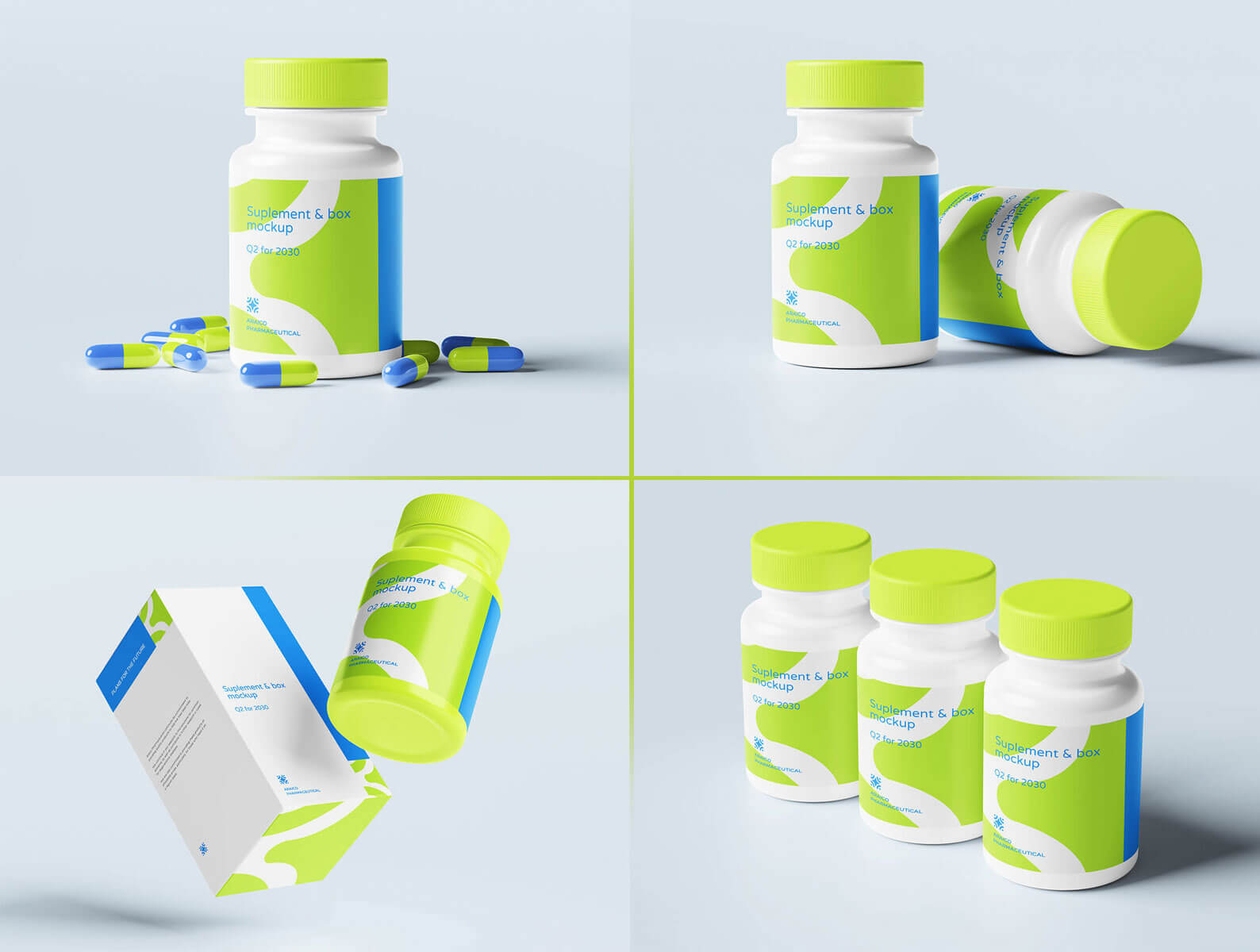 Plastic Health Drink Bottles Packaging Mockup