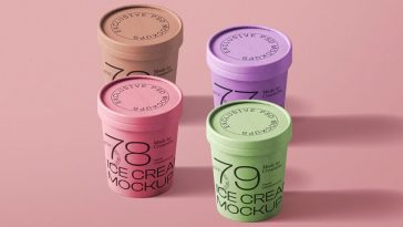 Free Ice Cream Bucket Tub Mockup