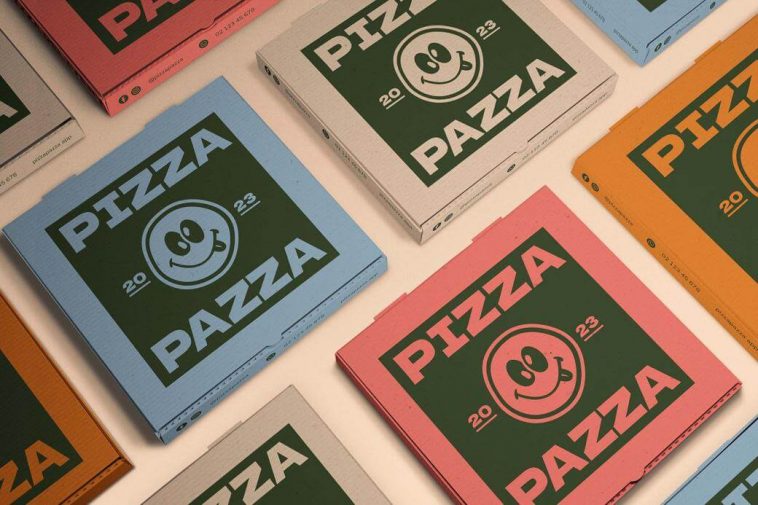 Scene With Pizza Box Mockups V3 Top View, Mockup store