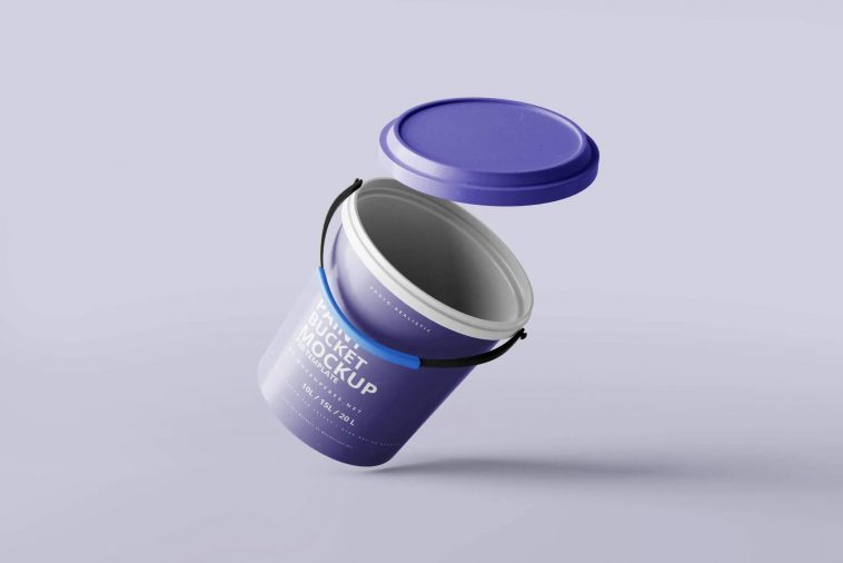 Free 5 Mockups of Paint Bucket in Distinct Shots